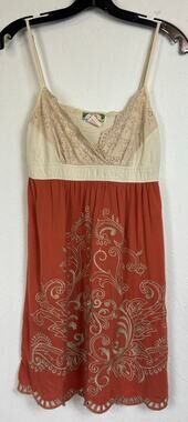 Flying Tomato Orange & Beige Sleeveless Mini Dress Women's Medium